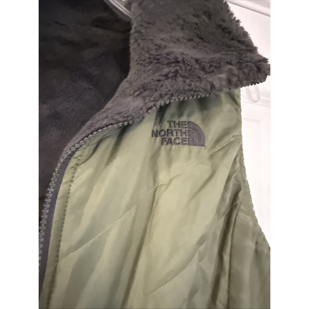North Face Olive Green Silky Faux Fur Quilted Reversible Vest WOMENS XL - Picture 2 of 4